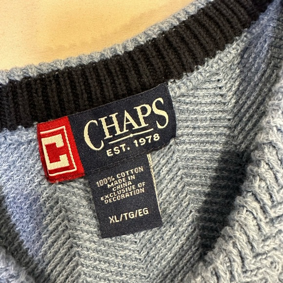 Chaps blue 100% cotton long sleeve knit pullover warm sweater Men’s Size XL - Picture 3 of 7